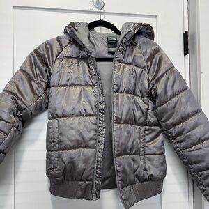 The North Face Kids Shiny Silver Puffer Jacket